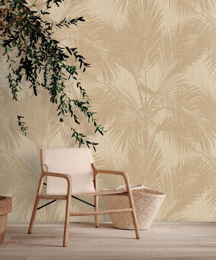 Vliesová obrazová tapeta na zeď, palmové listy, béžová, hnědá, IMD28122, Imani, Decoprint