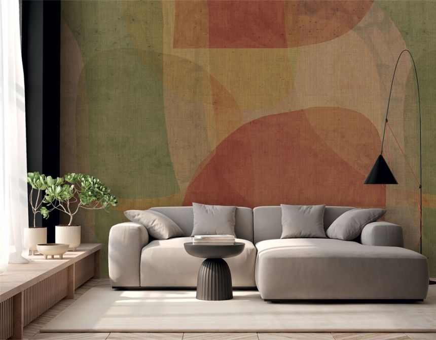Geometrická vliesová obrazová tapeta na zeď, červená, zelená, IMD28130, Imani, Decoprint