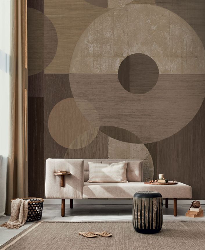 Geometrická vliesová obrazová tapeta na zeď, žlutá, hnědá, IMD28140, Imani, Decoprint