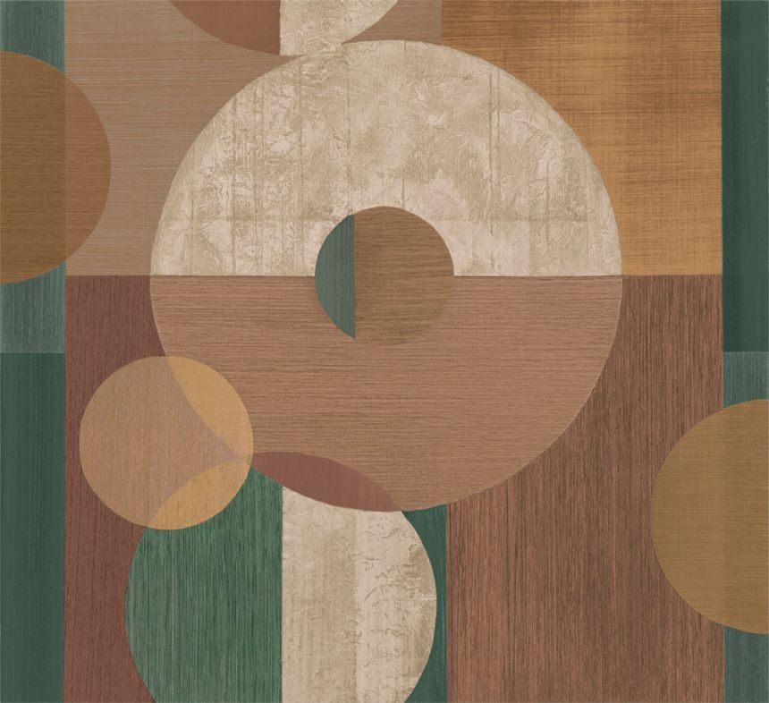 Geometrická vliesová obrazová tapeta na zeď, zelená, hnědá, IMD28141, Imani, Decoprint