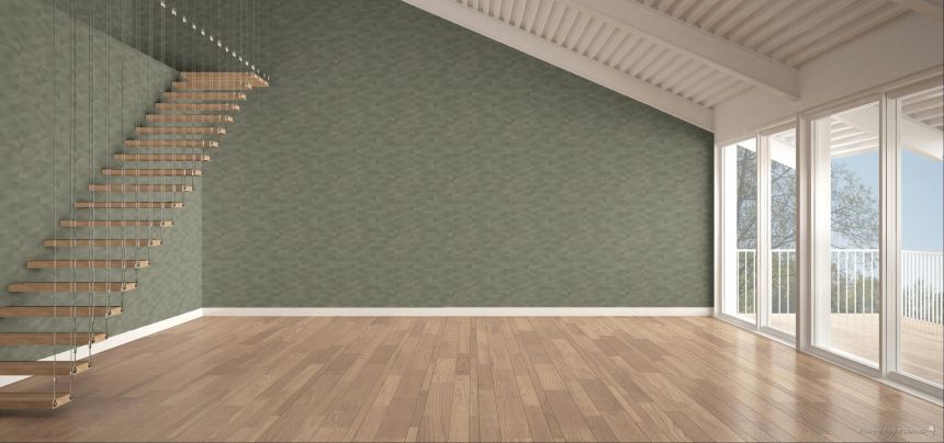 Vliesová tapeta na zeď, zelená, imitace výšivky, vlnky, TN29022, Terra Nova, Decoprint