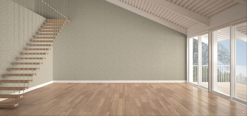 Vliesová tapeta na zeď, béžová, imitace dřeva, listy, TN29050, Terra Nova, Decoprint