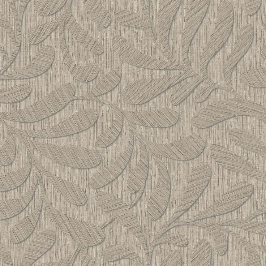 Vliesová tapeta na zeď, hnědá, šedá, imitace dřeva, listy, TN29051, Terra Nova, Decoprint