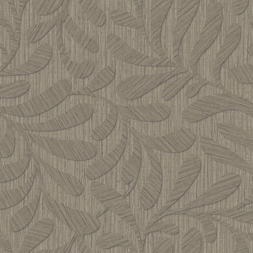 Vliesová tapeta na zeď, hnědá, imitace dřeva, listy, TN29052, Terra Nova, Decoprint