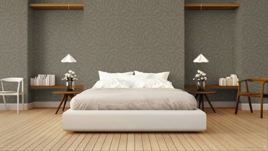 Vliesová tapeta na zeď, hnědá, imitace dřeva, listy, TN29052, Terra Nova, Decoprint