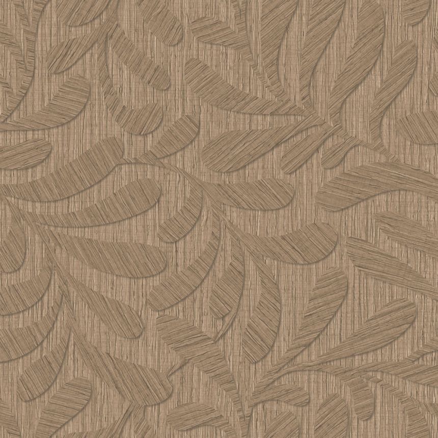 Vliesová tapeta na zeď, hnědá, červená, imitace dřeva, listy, TN29053, Terra Nova, Decoprint