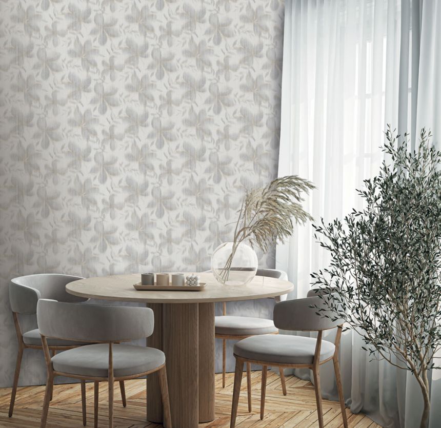 Vliesová tapeta na zeď, béžová, šedá, listy, TN29062 Terra Nova Decoprint