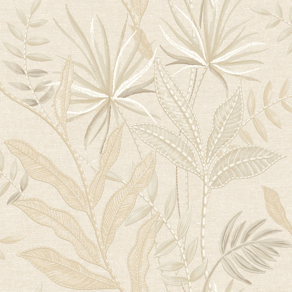Vliesová tapeta na zeď, béžová, imitace látky, listy, TN29080, Terra Nova, Decoprint