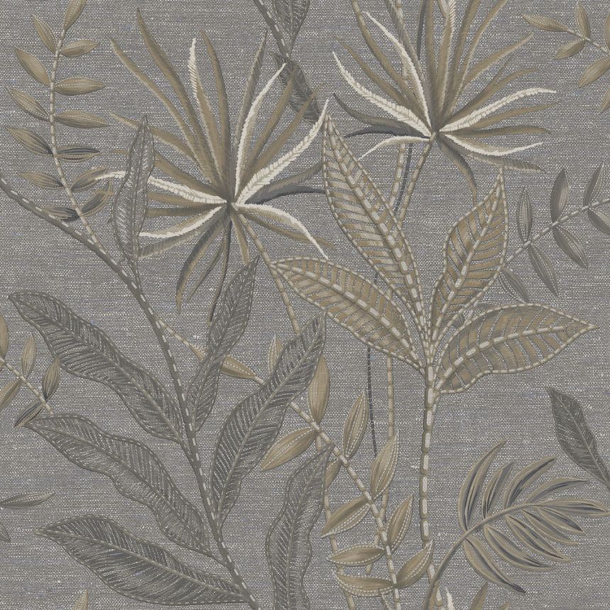 Vliesová tapeta na zeď, černá, hnědá, listy, TN29084, Terra Nova, Decoprint