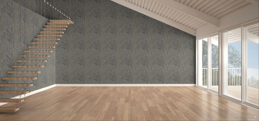 Vliesová tapeta na zeď, černá, hnědá, listy, TN29084, Terra Nova, Decoprint