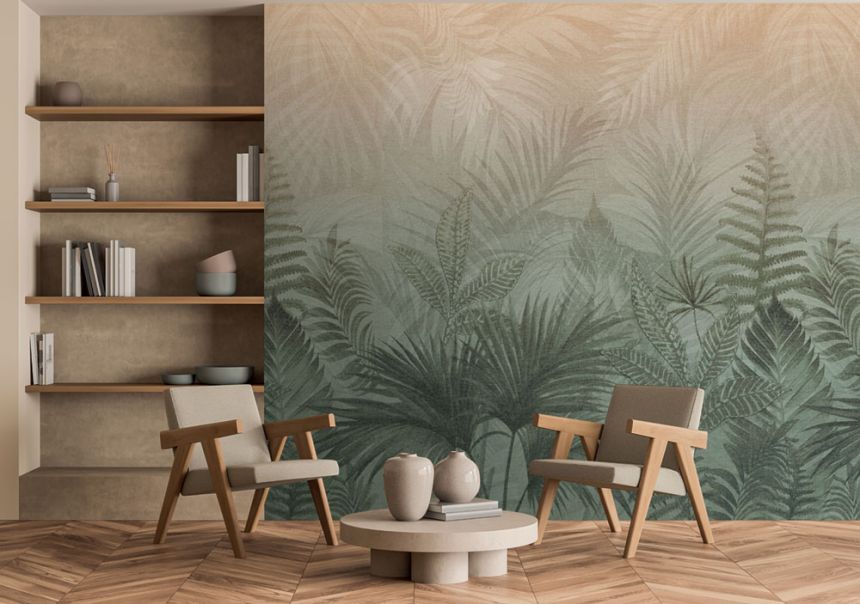 Vliesová obrazová tapeta na zeď, zelená, šedá, kapradiny, TND29096, Terra Nova, Decoprint