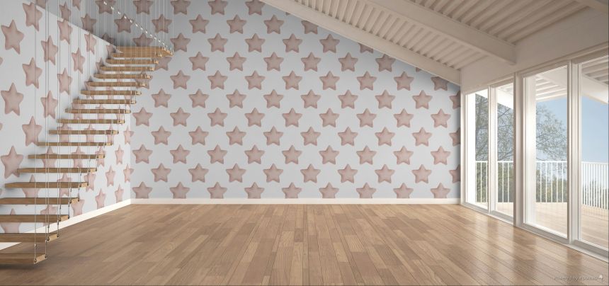 Vliesová tapeta na zeď, růžová, bílá, hvězdy, 4407, Momi, Parato by Cristiana Masi