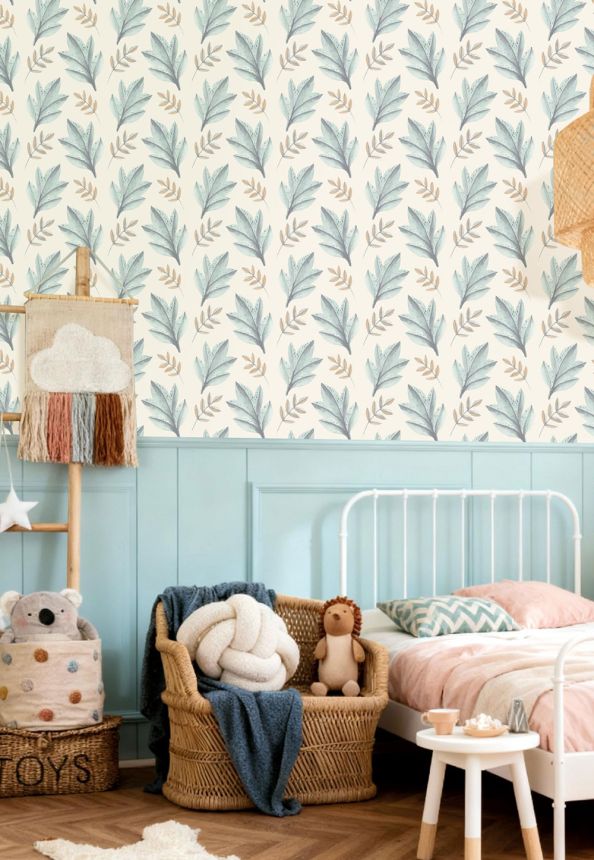 Vliesová tapeta na zeď, modrá, zlatá, listy, 4415, Momi, Parato by Cristiana Masi