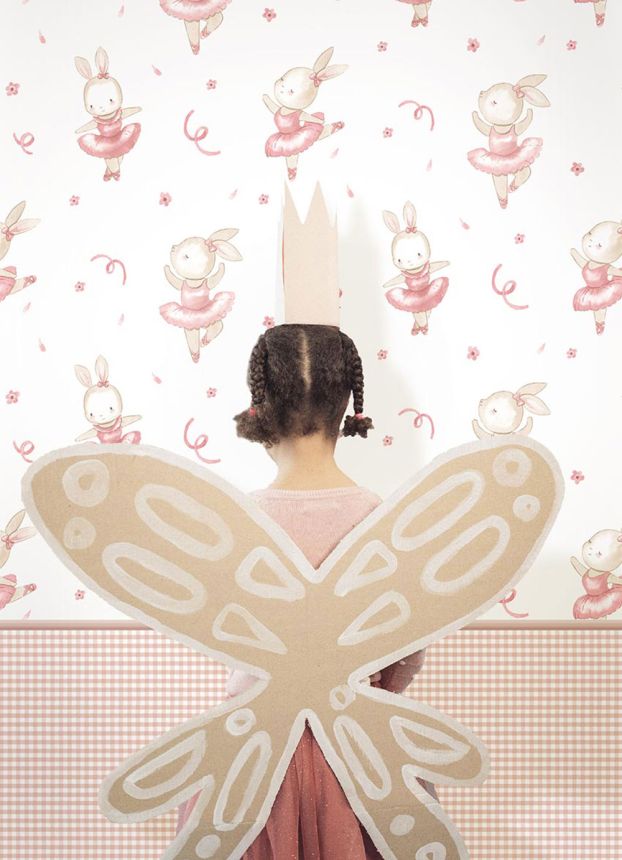 Dětská vliesová tapeta na zeď, růžová, béžová, zajíčci, 4430, Momi, Parato by Cristiana Masi