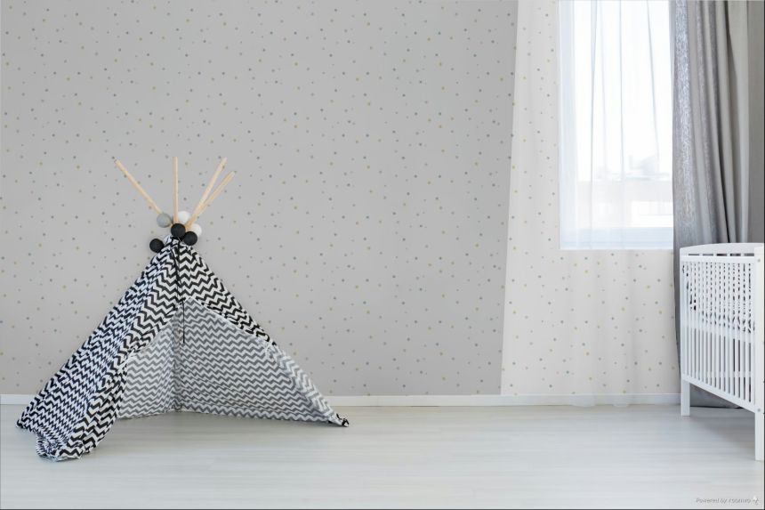 Vliesová tapeta na zeď, modrá, zlatá, hvězdičky, 4451 Momi Parato by Cristiana Masi