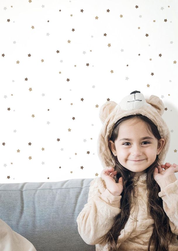 Vliesová tapeta na zeď, hnědá, zlatá, hvězdičky, 4452, Momi, Parato by Cristiana Masi