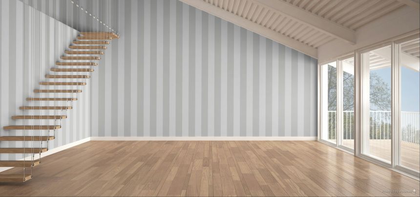 Vliesová tapeta na zeď, šedo-bílá, pruhy, 4468, Momi, Parato by Cristiana Masi