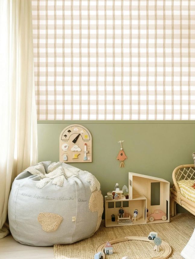 Vliesová tapeta na zeď, béžová, bílá, káro, 4478, Momi, Parato by Cristiana Masi