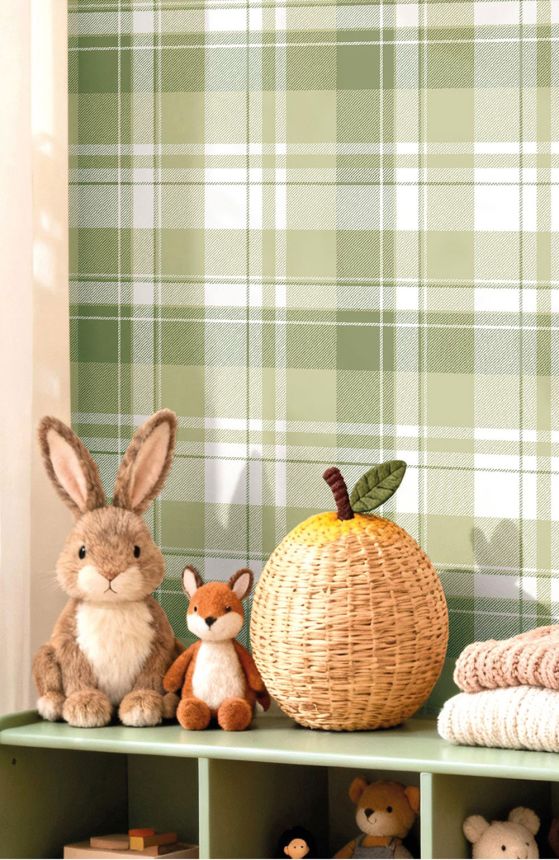 Vliesová tapeta na zeď, zelená, imitace kárované látky, 4490, Momi, Parato by Cristiana Masi