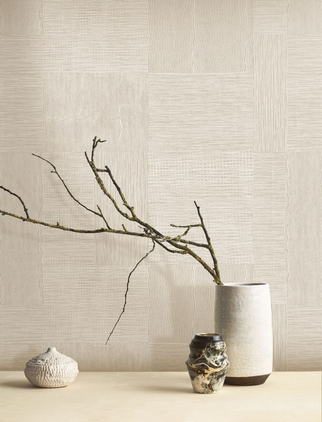 Vliesová tapeta na zeď, béžová, bílá, obrazce, TRA201, Traces, Masureel