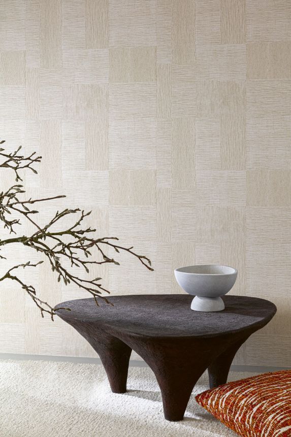 Vliesová tapeta na zeď, béžová, bílá, obrazce, TRA202, Traces, Masureel