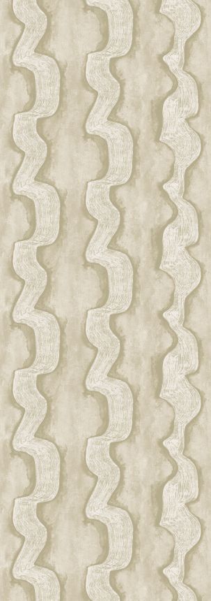 Vliesová obrazová tapeta na zeď, šedá, žlutá, vlnky, DGTRA301-260, Traces, Masureel