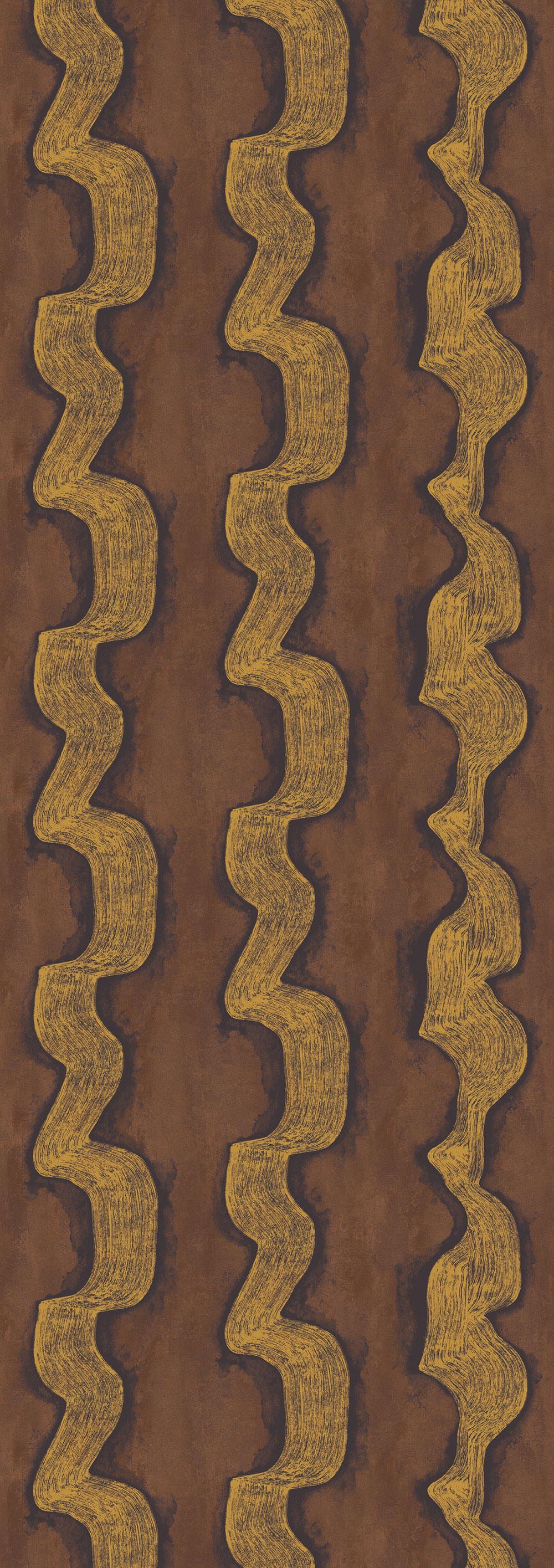 Vliesová obrazová tapeta na zeď, zlatá, hnědá, vlnky, DGTRA302-260, Traces, Masureel