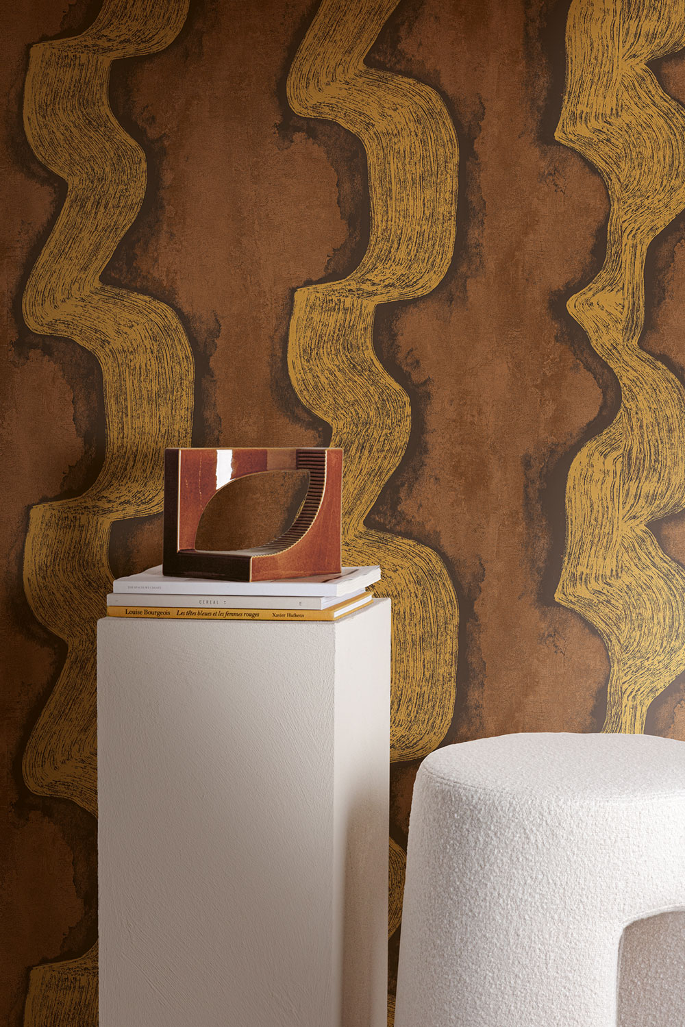 Vliesová obrazová tapeta na zeď, zlatá, hnědá, DGTRA302-300, Traces, Masureel