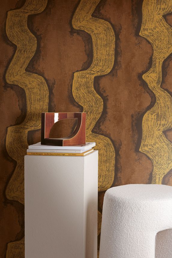 Vliesová obrazová tapeta na zeď, zlatá, hnědá, DGTRA302-300, Traces, Masureel