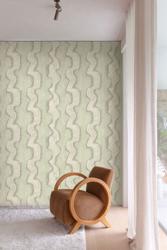 Vliesová obrazová tapeta na zeď, zelená, bílá, vlnky, DGTRA304-260, Traces, Masureel