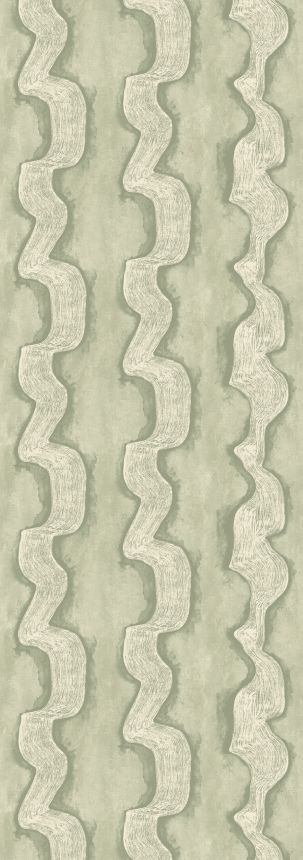 Vliesová obrazová tapeta na zeď, zelená, bílá, vlnky, DGTRA304-300, Traces, Masureel