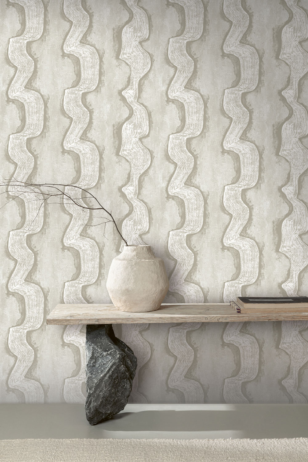 Vliesová obrazová tapeta na zeď, šedá, žlutá, vlnky, DGTRA305-260 Traces, Masureel