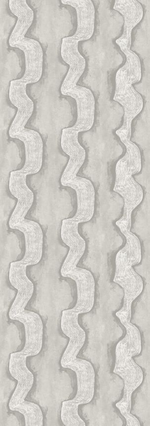 Vliesová obrazová tapeta na zeď, šedá, bílá, vlnky, DGTRA305-300, Traces, Masureel