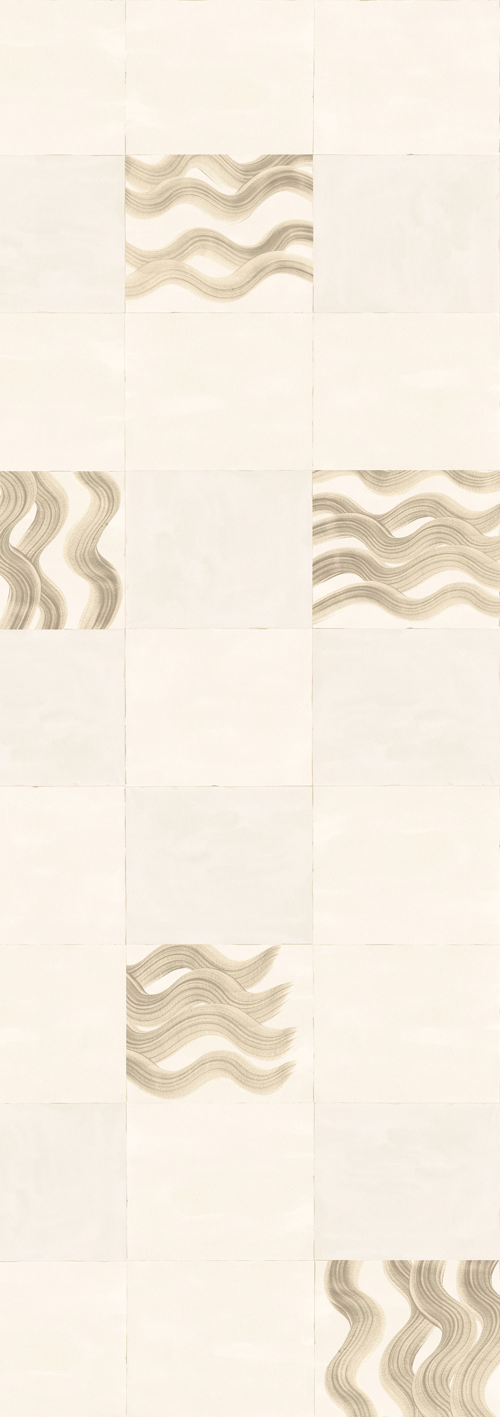 Vliesová obrazová tapeta na zeď, béžová, šedá, vlnky ve čtvercích, DGTRA6013-260, Traces, Masureel