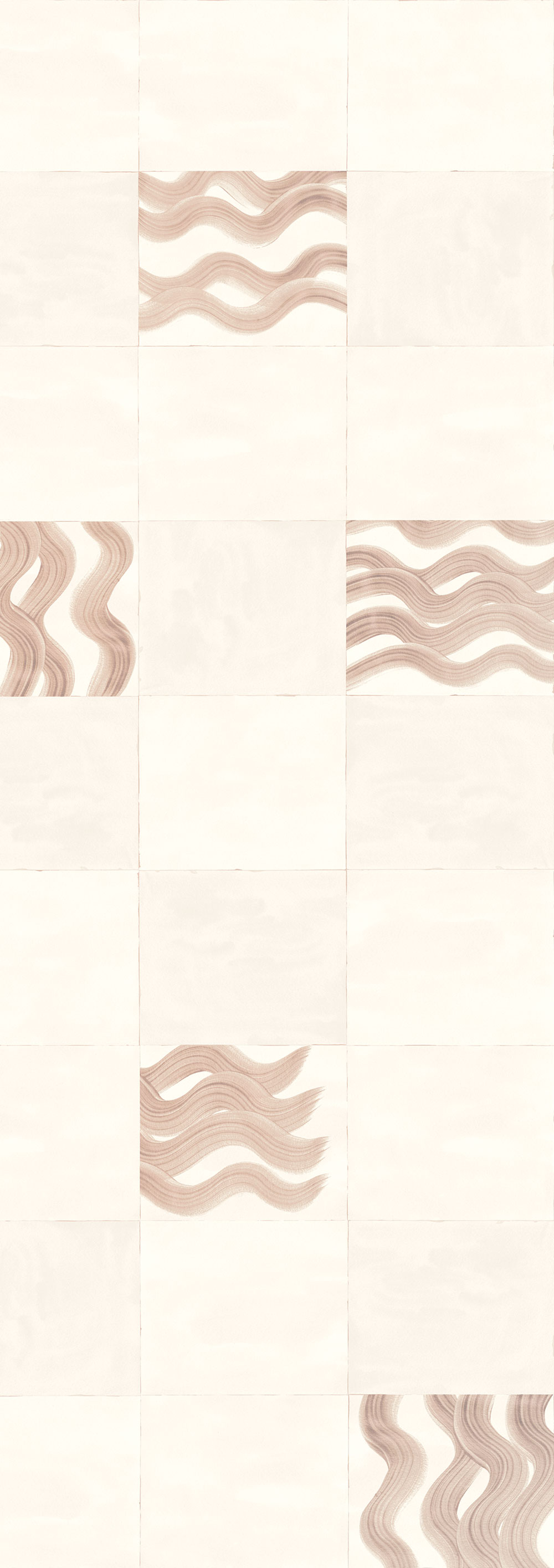 Vliesová obrazová tapeta na zeď, růžová, hnědá, vlnky ve čtvercích, DGTRA6033-300, Traces, Masureel