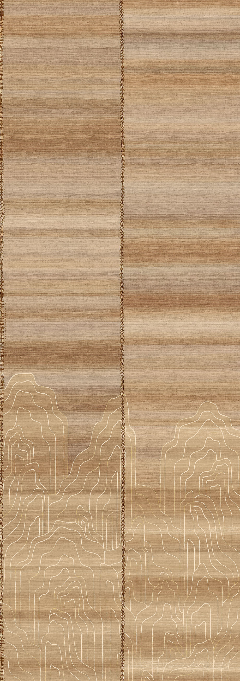 Vliesová obrazová tapeta na zeď, béžová, hnědá pruhy, DGTRA8012-300, Traces, Masureel