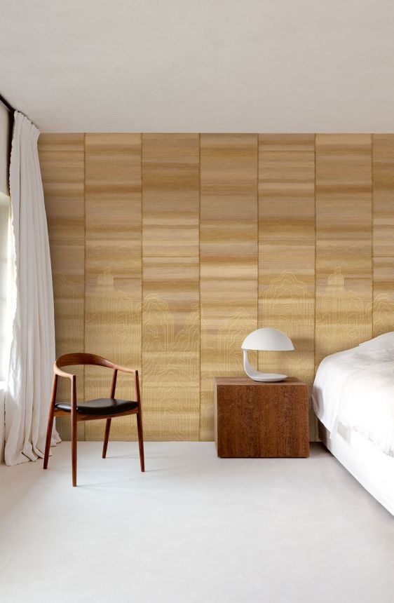 Vliesová obrazová tapeta na zeď, béžová, hnědá pruhy, DGTRA8012-300, Traces, Masureel