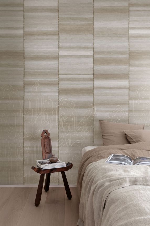 Vliesová obrazová tapeta na zeď, hnědá, šedá, pruhy, DGTRA8022-260, Traces, Masureel