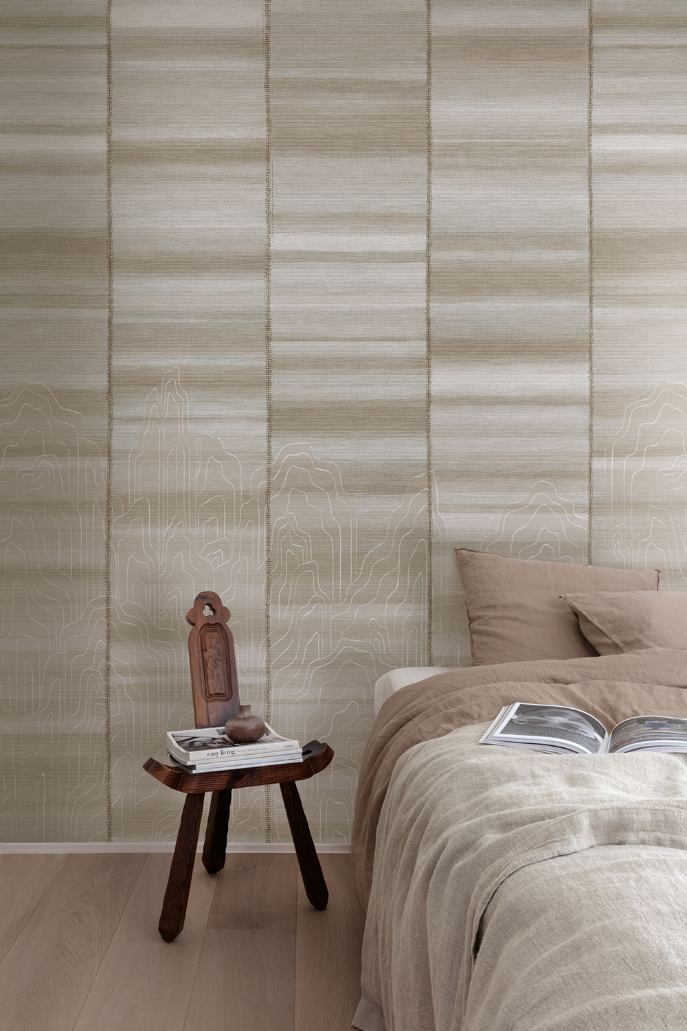Vliesová obrazová tapeta na zeď, béžová, šedá, pruhy, DGTRA8022-300, Traces, Masureel