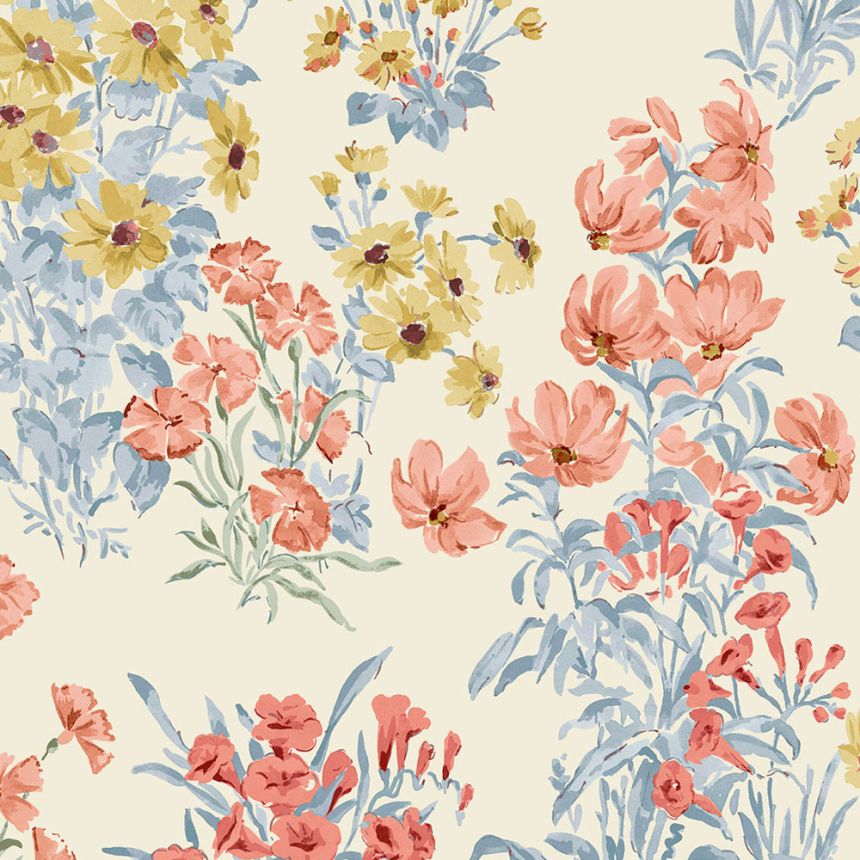 Vliesová tapeta na zeď, modrá, červená, luční květiny, 122742, Laura Ashley 4