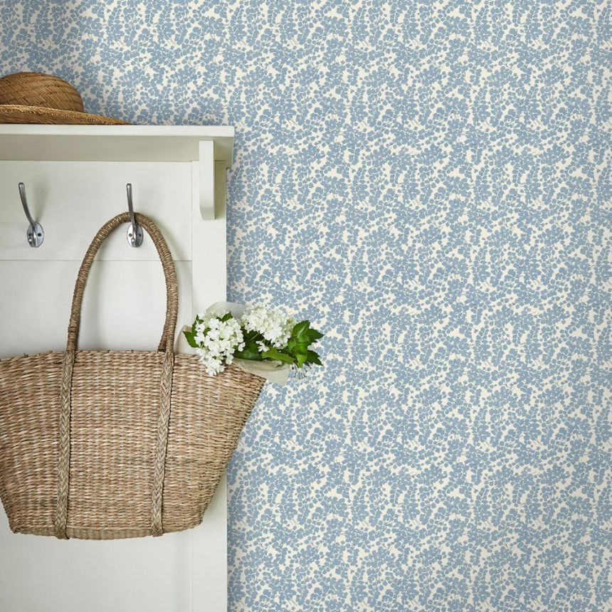 Vliesová tapeta na zeď, modrá, bílá, lístky, 122743, Laura Ashley 4