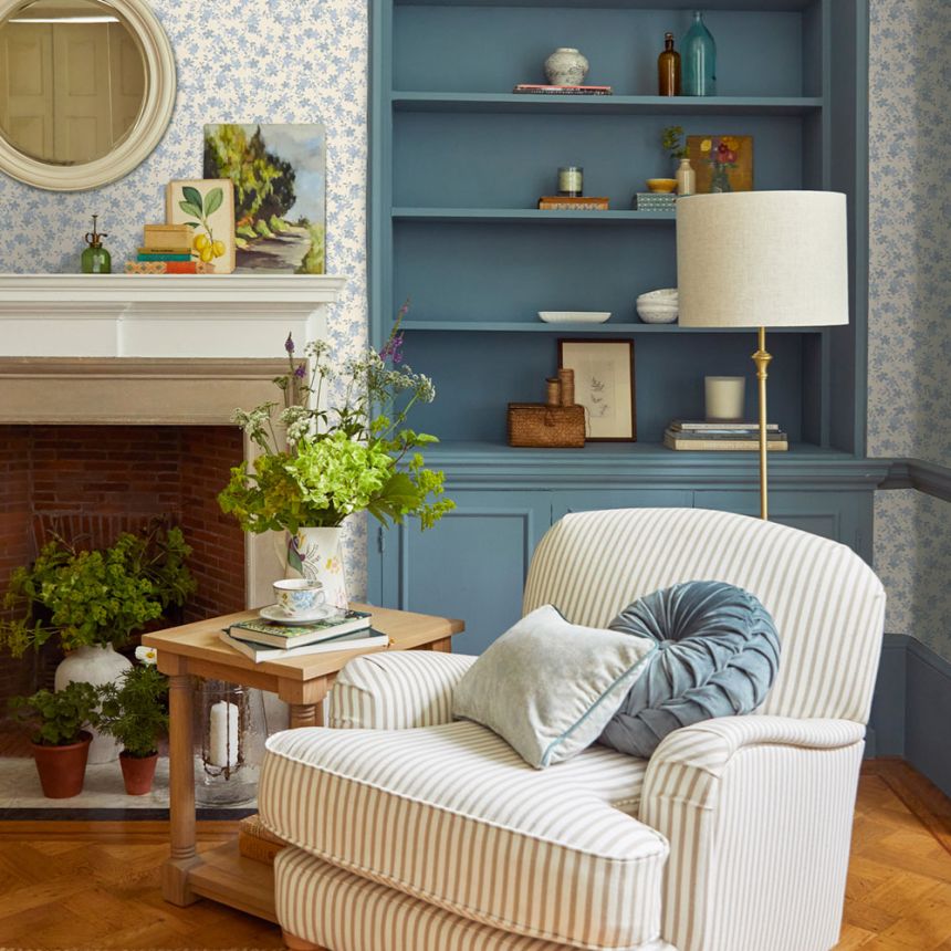 Vliesová tapeta na zeď, modrá, šedá, lístky, 122744, Laura Ashley 4