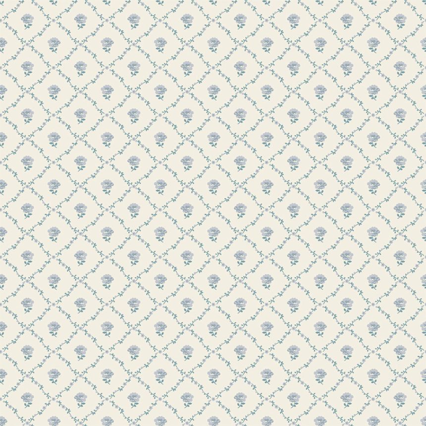 Vliesová tapeta na zeď, modrá, bílá, růžičky, 122745, Laura Ashley 4
