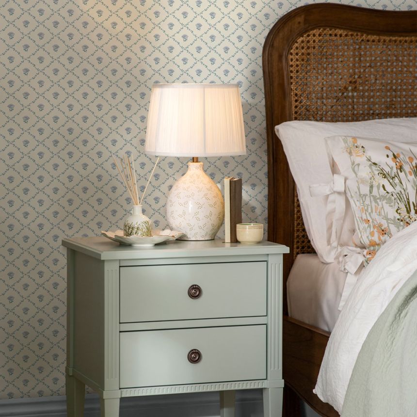 Vliesová tapeta na zeď, modrá, bílá, růžičky, 122745, Laura Ashley 4