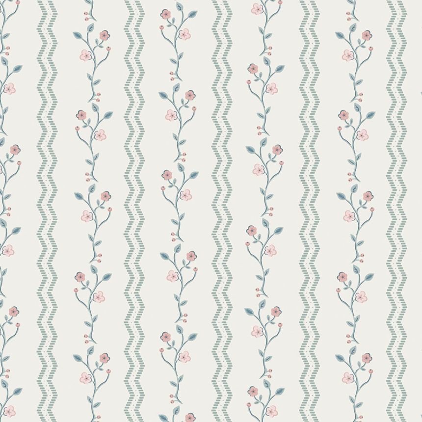 Vliesová tapeta na zeď, růžová, modrá, květy, 122748, Laura Ashley 4