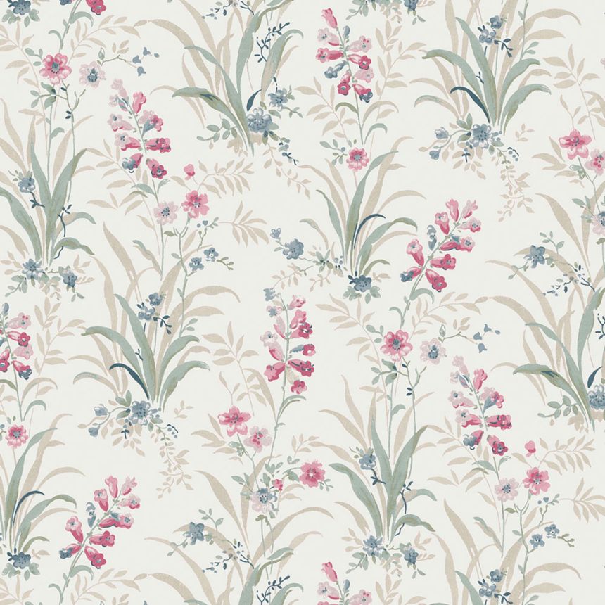 Vliesová tapeta na zeď, zelená, růžová, luční květy, 122750, Laura Ashley 4