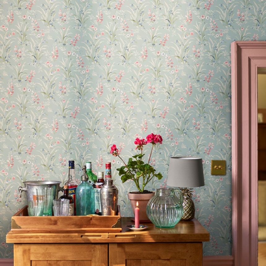 Vliesová tapeta na zeď, modrá, fialová, luční květy, 122751, Laura Ashley 4
