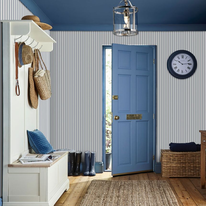 Modro-bílá vliesová tapeta na zeď, pruhy, 122752, Laura Ashley 4