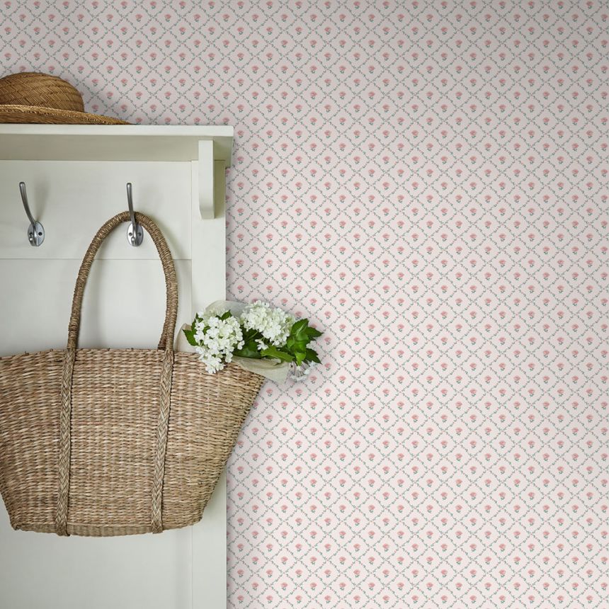 Vliesová tapeta na zeď, červená, zelená, růžičky, 122766, Laura Ashley 4