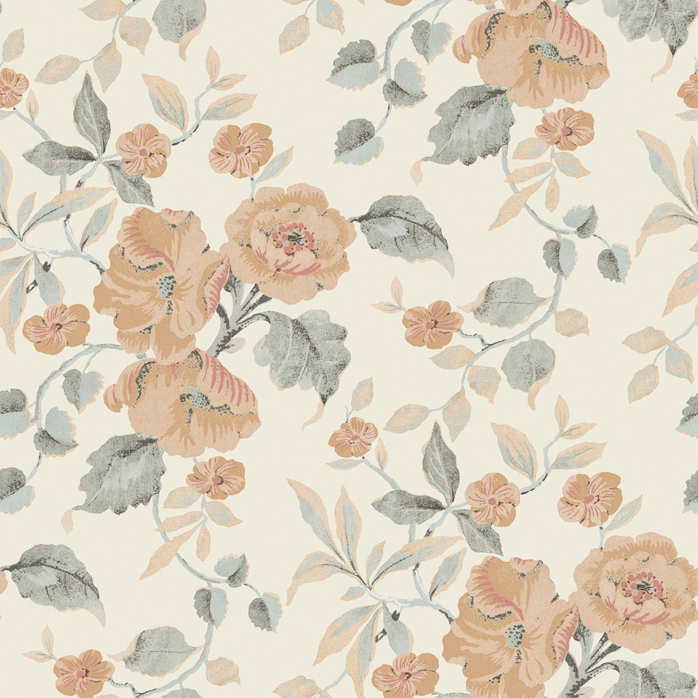 Květinová vliesová tapeta na zeď, oranžová, bílá, 127397, Laura Ashley 4